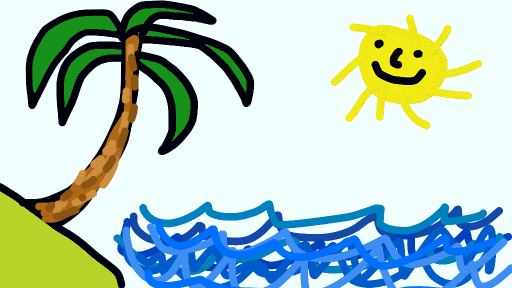 Palm Tree on island with sun by matypoty1youtobe