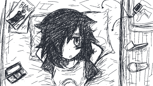 Tomoko chilling sketch by PedroRobloxFan